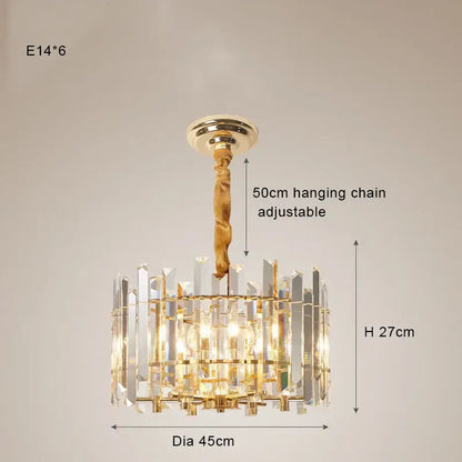 Modern gold crystal round chandelier living room light