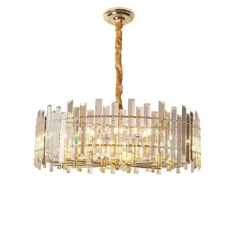 Modern gold crystal round chandelier living room light