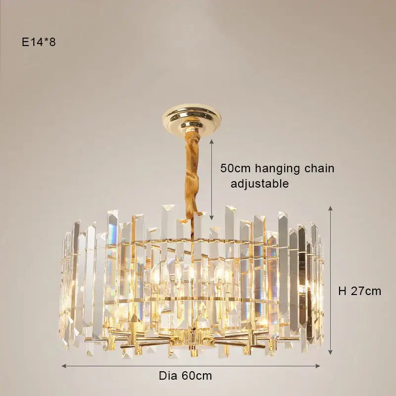 Modern gold crystal round chandelier living room light
