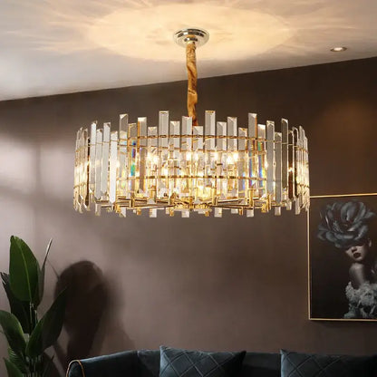 Modern gold crystal round chandelier living room light
