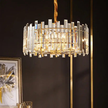 Modern gold crystal round chandelier living room light