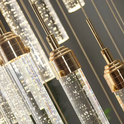 Modern gold crystal staircase chandelier living room light