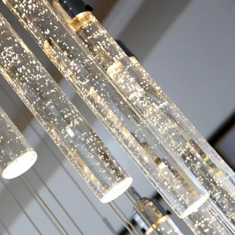 Modern gold crystal staircase chandelier living room light