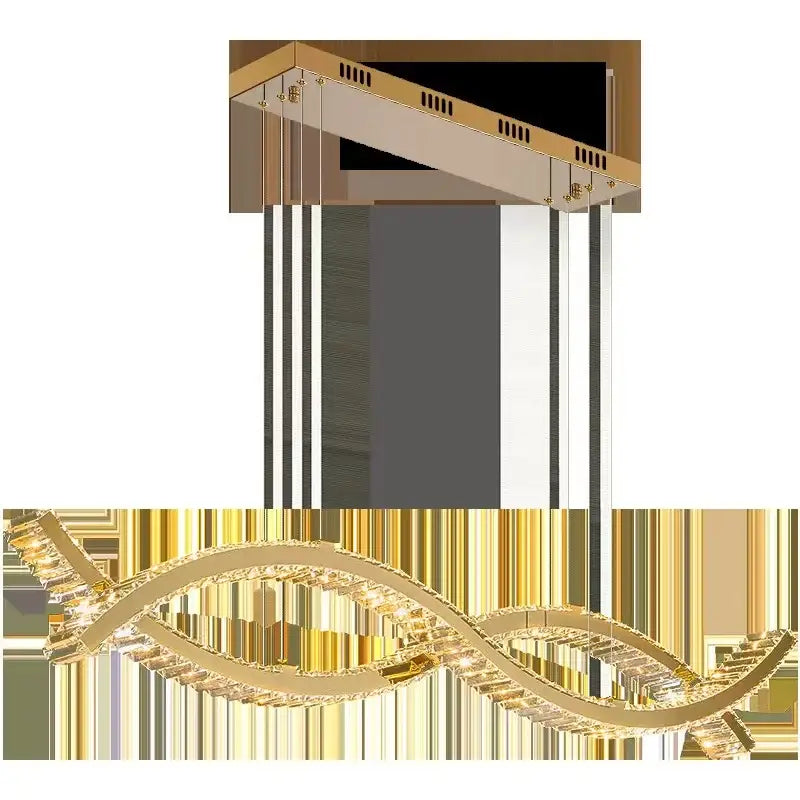 Modern gold crystal strip chandelier dining room light