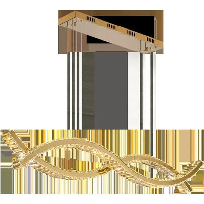 Modern gold crystal strip chandelier dining room light