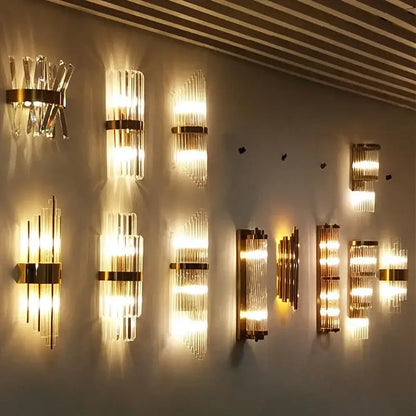 Modern gold crystal wall lamp bedroom luxury sconce