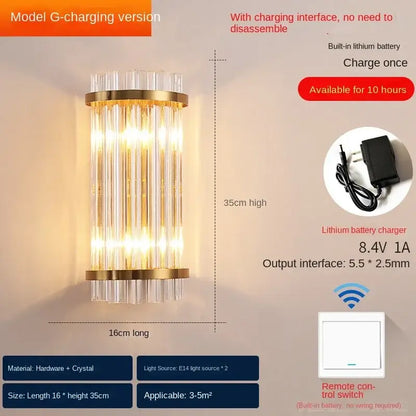 Modern gold crystal wall lamp bedroom luxury sconce