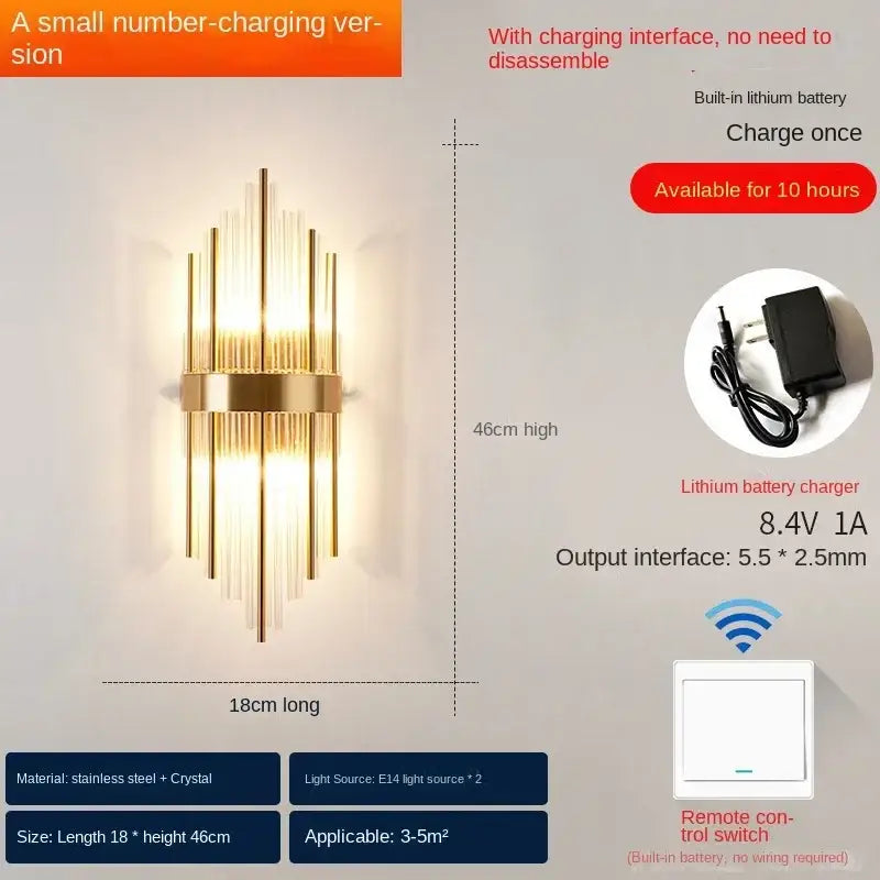 Modern gold crystal wall lamp bedroom luxury sconce