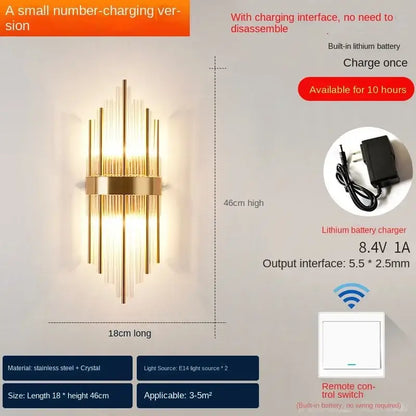 Modern gold crystal wall lamp bedroom luxury sconce