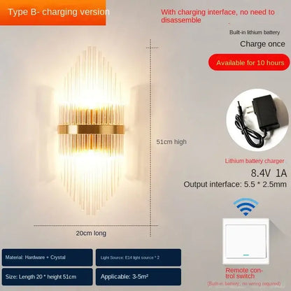 Modern gold crystal wall lamp bedroom luxury sconce