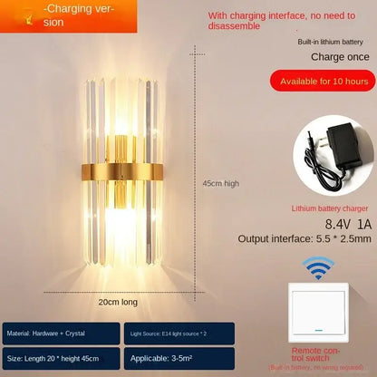 Modern gold crystal wall lamp bedroom luxury sconce
