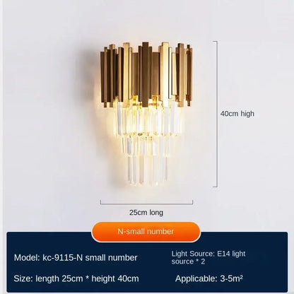 Modern gold crystal wall lamp bedroom luxury sconce