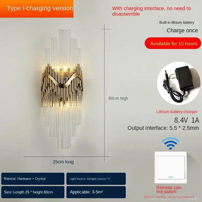 Modern gold crystal wall lamp bedroom luxury sconce