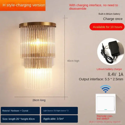 Modern gold crystal wall lamp bedroom luxury sconce
