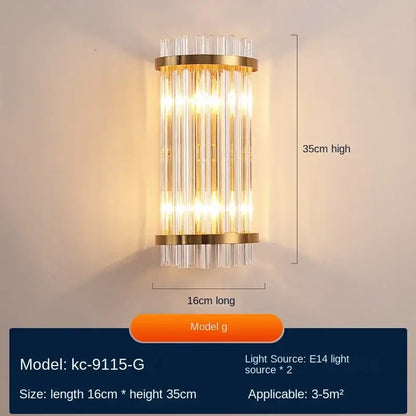 Modern gold crystal wall lamp bedroom luxury sconce