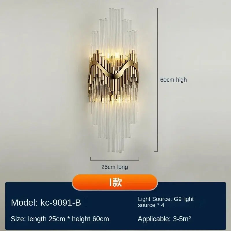 Modern gold crystal wall lamp bedroom luxury sconce