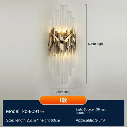 Modern gold crystal wall lamp bedroom luxury sconce