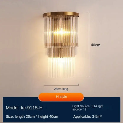 Modern gold crystal wall lamp bedroom luxury sconce