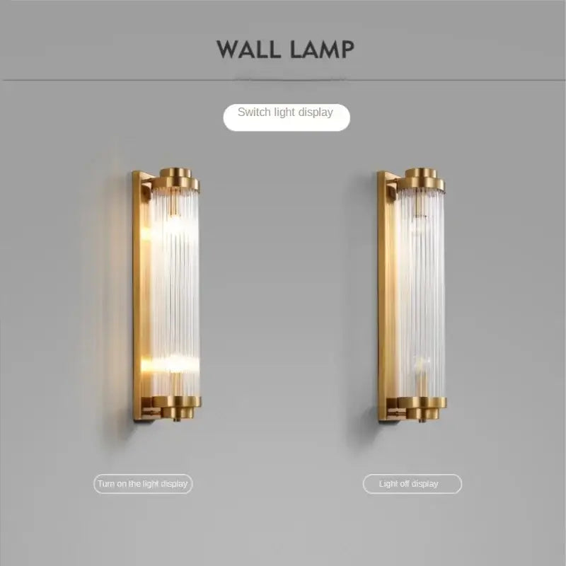 Modern gold crystal wall sconce bedroom glass light