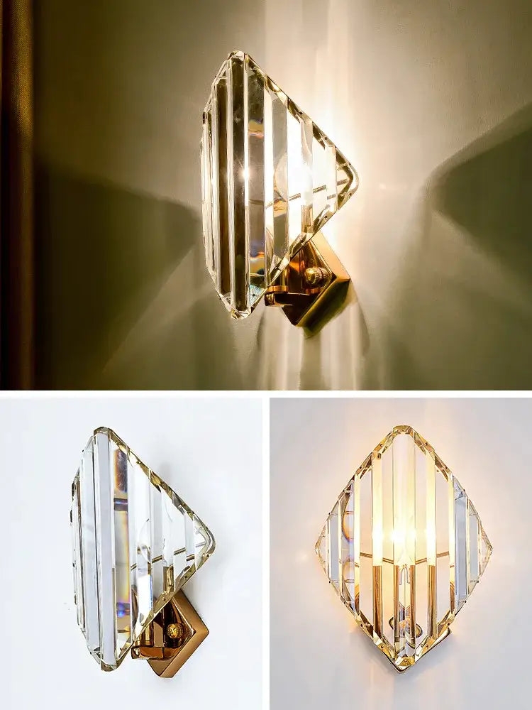 Modern gold crystal wall sconce living room light fixture