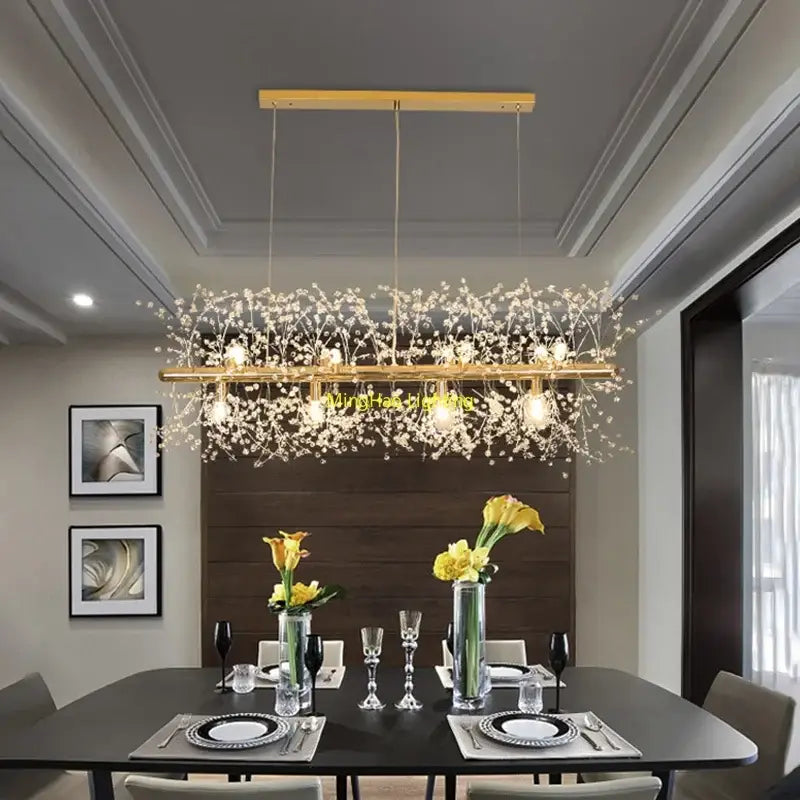 Modern gold dandelion led chandelier living room light