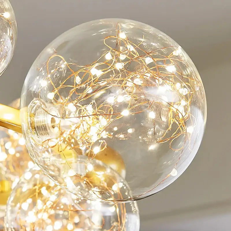 Modern gold glass ball chandelier for dining room
