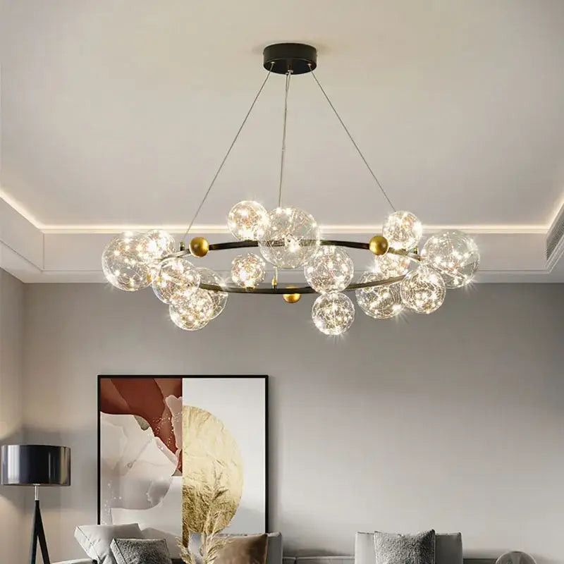 Modern gold glass ball chandelier for dining room