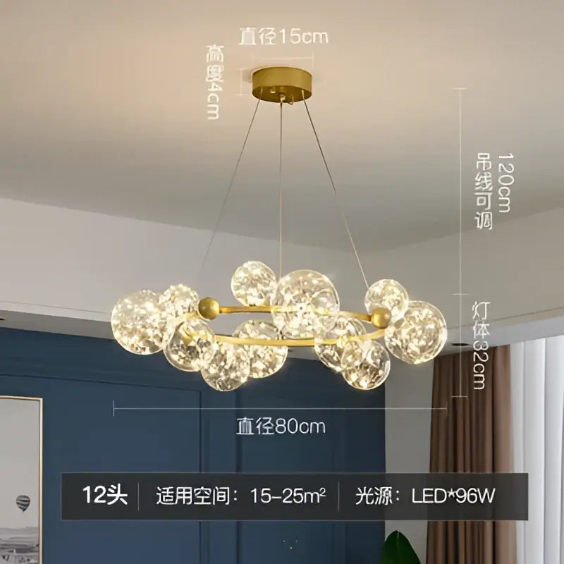 Modern gold glass ball chandelier for dining room