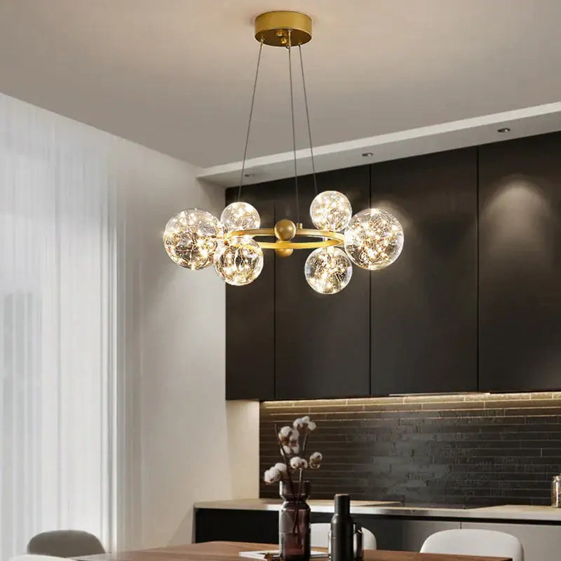 Modern gold glass ball chandelier for dining room