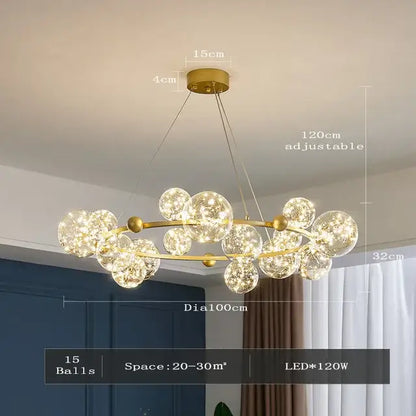 Modern gold glass ball chandelier for dining room