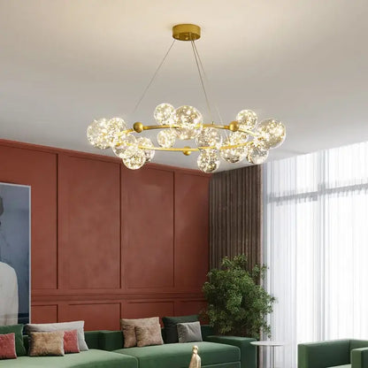 Modern gold glass ball chandelier for dining room
