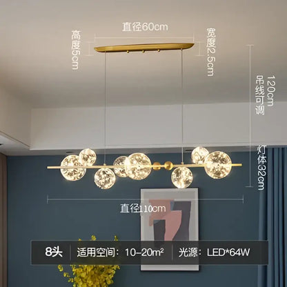 Modern gold glass ball chandelier for dining room