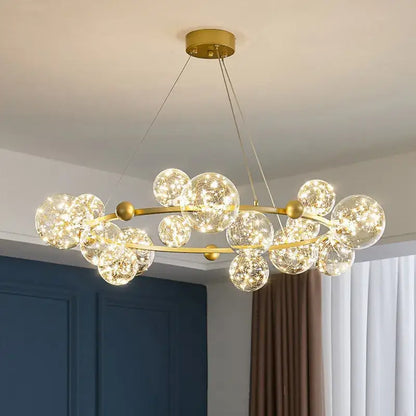 Modern gold glass ball chandelier for dining room