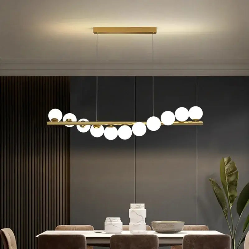 Modern gold glass ball g9 led chandelier dining room light