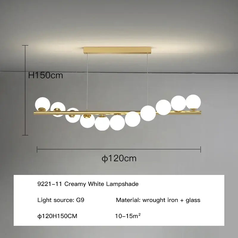 Modern gold glass ball g9 led chandelier dining room light