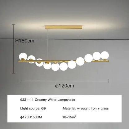 Modern gold glass ball g9 led chandelier dining room light