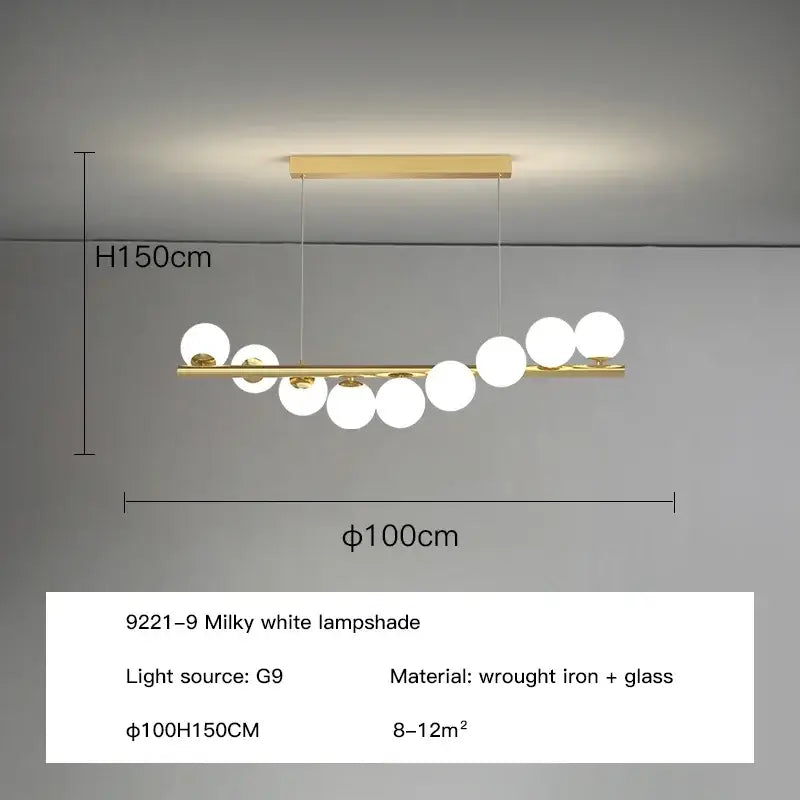 Modern gold glass ball g9 led chandelier dining room light