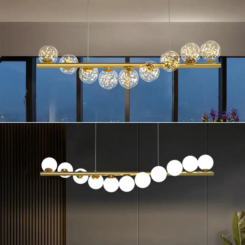 Modern gold glass ball g9 led chandelier dining room light