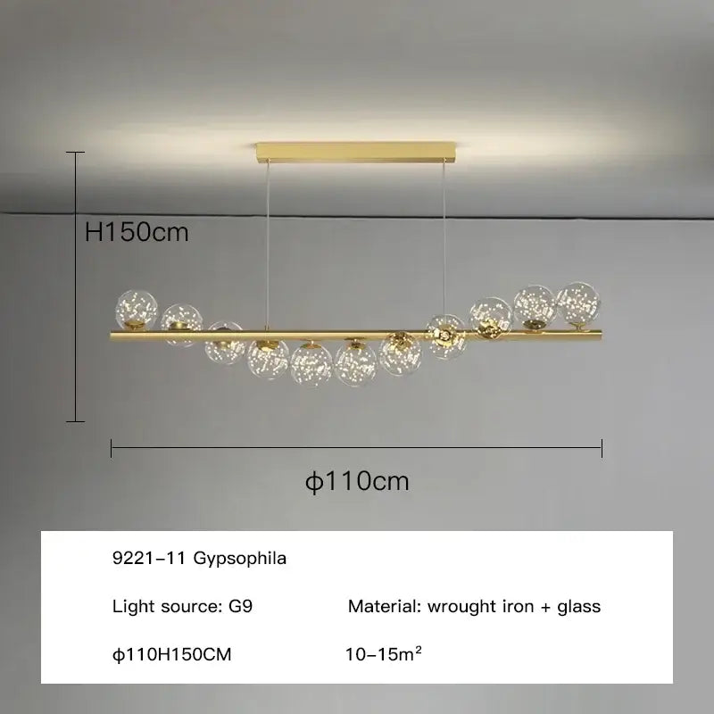 Modern gold glass ball g9 led chandelier dining room light