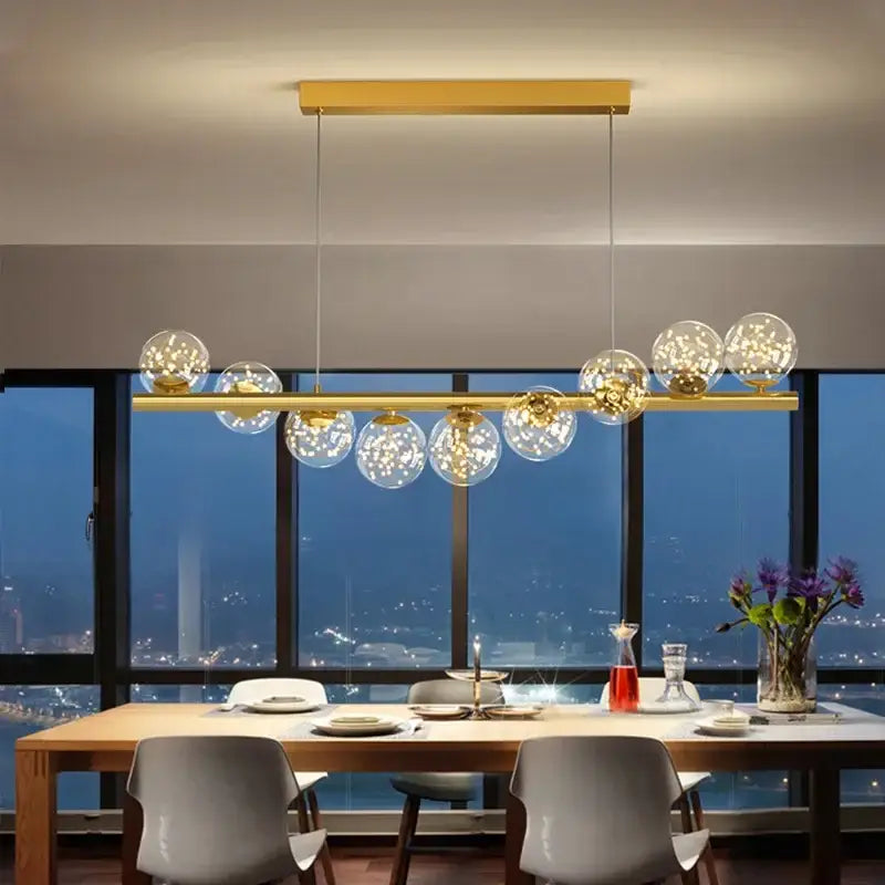 Modern gold glass ball g9 led chandelier dining room light