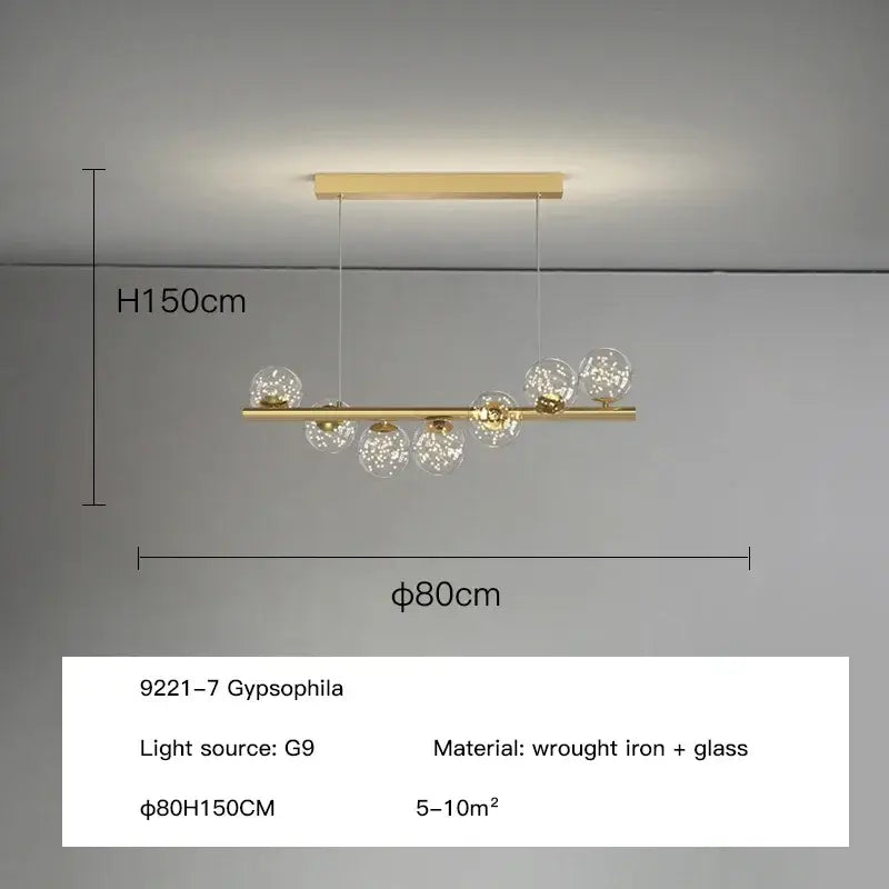 Modern gold glass ball g9 led chandelier dining room light