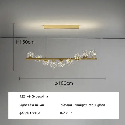 Modern gold glass ball g9 led chandelier dining room light
