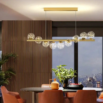Modern gold glass ball g9 led chandelier dining room light