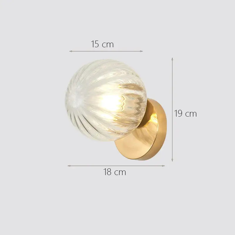 Modern gold glass ball wall lamp bedroom sconce