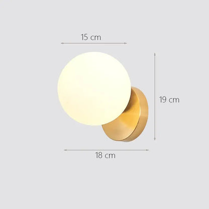 Modern gold glass ball wall lamp bedroom sconce