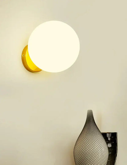 Modern gold glass ball wall lamp bedroom sconce