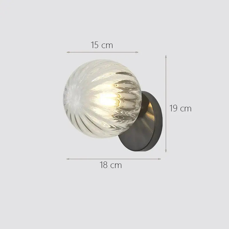 Modern gold glass ball wall lamp bedroom sconce