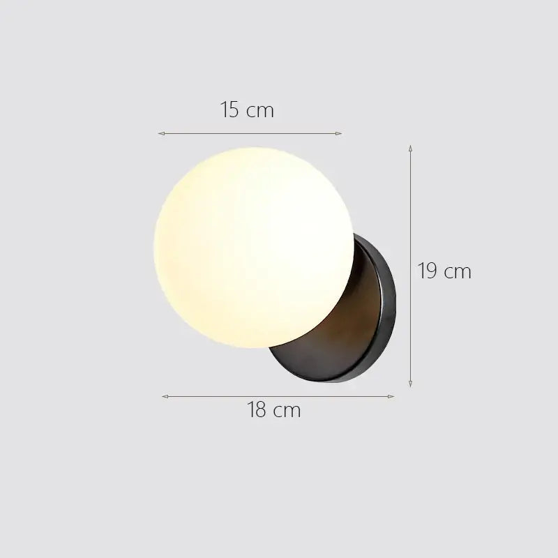 Modern gold glass ball wall lamp bedroom sconce