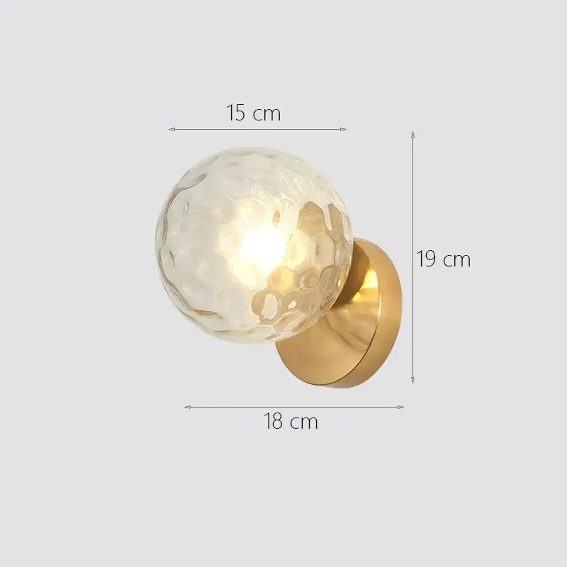 Modern gold glass ball wall lamp bedroom sconce