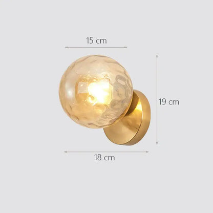 Modern gold glass ball wall lamp bedroom sconce